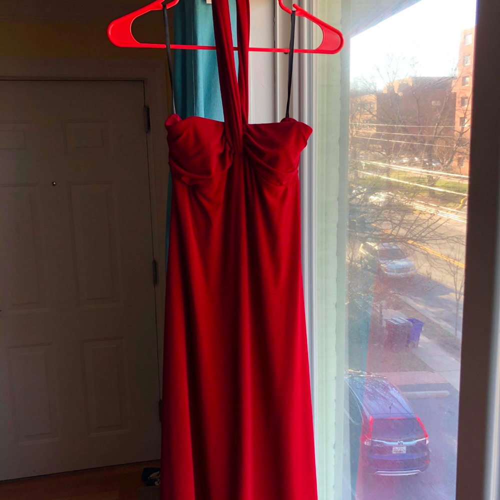 Laundry by Shelli Segal red halter evening dress - Picture 2 of 4